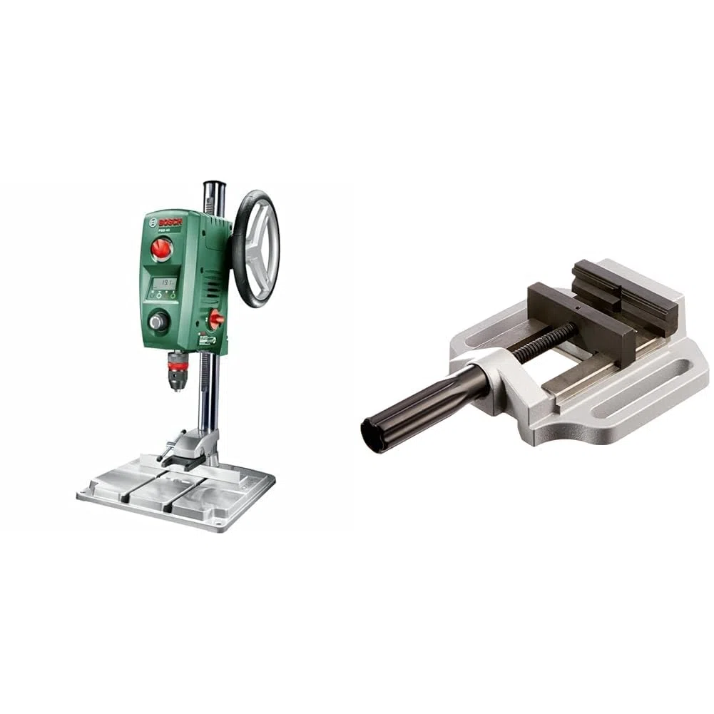 Bosch Home And Garden Pbd 40 Wiertarka Stołowa, Zielony/Czarny, 650 mm & Bosch Profesional Imadło MS 100 G 135 mm, 100 mm, 100 mm
